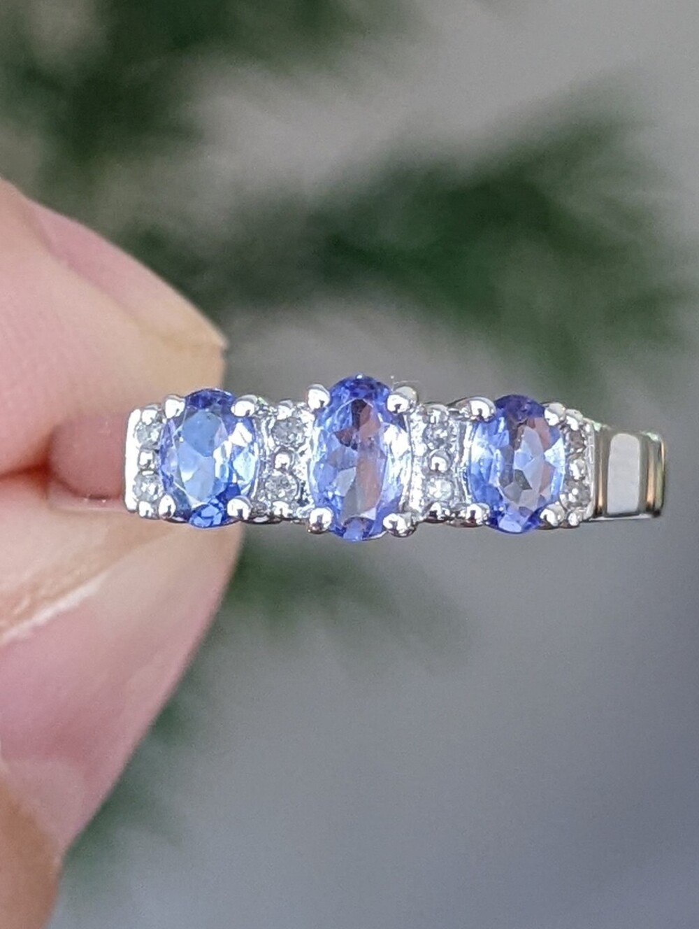 10K White Gold Tanzanite And Diamond Ring